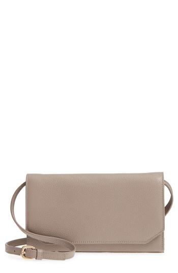 Women's Nordstrom Leather Wallet On A Chain - Metallic