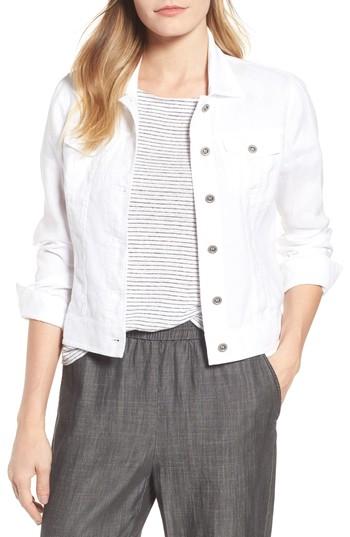 Women's Eileen Fisher Crop Organic Linen Jacket, Size - White