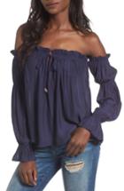 Women's Socialite Pleated Off The Shoulder Blouse - Blue