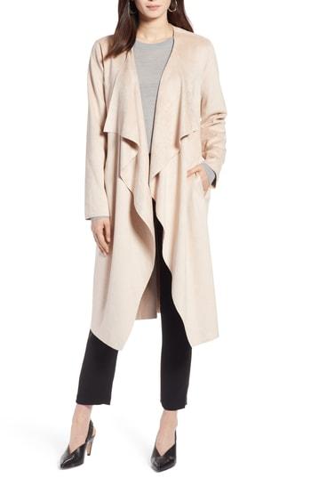 Women's Halogen Faux Suede Front Drape Trench Coat - Pink
