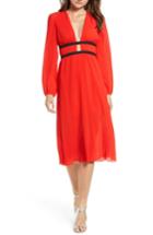 Women's Wayf Patton Plunge Plisse Dress - Red