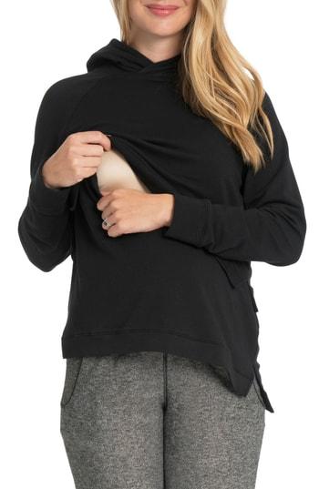 Women's Bun Maternity Asymmetric Maternity/nursing Hoodie