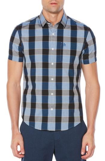Men's Original Penguin Jaspe Plaid Slim Fit Shirt - Blue