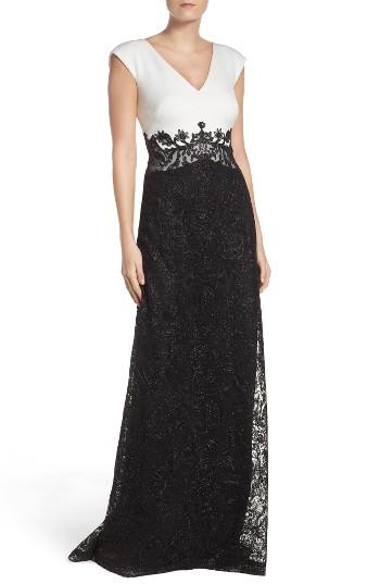 Women's Tadashi Shoji Two-tone Gown - Black