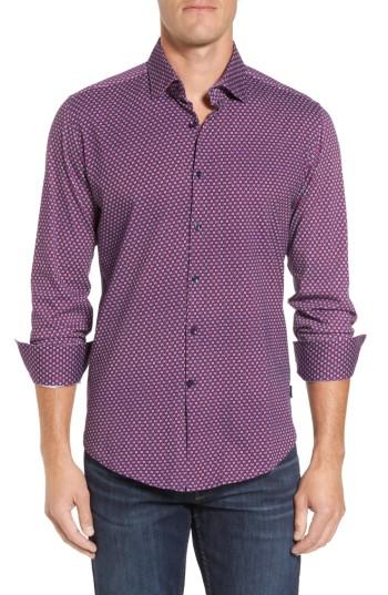 Men's Stone Rose Slim Fit Geo Knit Sport Shirt (xxl) - Burgundy
