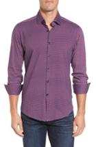 Men's Stone Rose Slim Fit Geo Knit Sport Shirt (xxl) - Burgundy