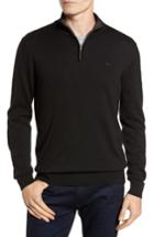 Men's Lacoste Quarter Zip Sweater (m) - Black