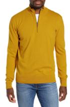 Men's French Connection Stretch Cotton Quarter Zip Sweater - Yellow