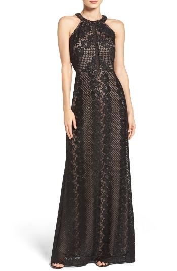 Women's Morgan & Co. Lace A-line Gown /10 - Black