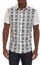 Men's Robert Graham Play The Keys Print Short Sleeve Sport Shirt, Size - White