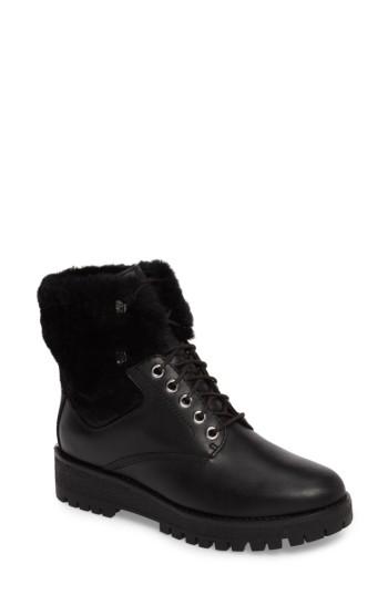 Women's Michael Michael Kors Teddy Water Resistant Boot With Genuine Shearling Trim M - Black