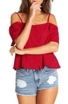 Women's Billabong Summer Fling Cold Shoulder Top - Red