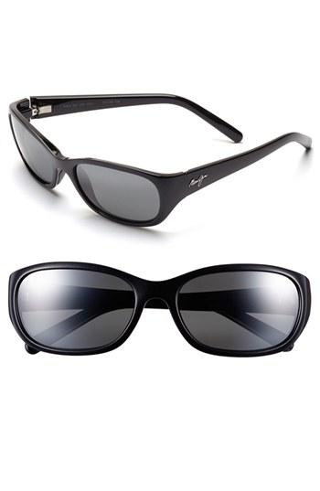 Women's Maui Jim Kuiaha Bay 55mm Polarizedplus Sport Sunglasses - Midnight Black
