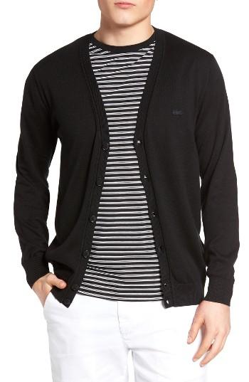Men's Lacoste V-neck Cardigan (s) - Black