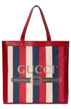 Gucci Stripe Canvas Tote - Red