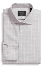 Men's Nordstrom Men's Shop Tech-smart Traditional Fit Windowpane Dress Shirt 32/33 - Grey
