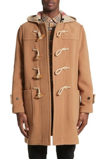 Men's Burberry Greenwich Wool Blend Duffle Coat - Brown