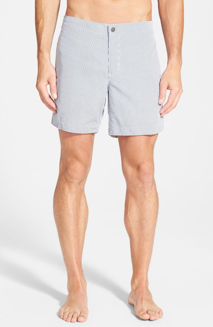 Men's Boto 'aruba - Stripe' Tailored Fit 6.5 Inch Board Shorts - Grey