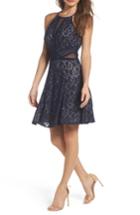 Women's Morgan & Co. Sheer Inset Lace Fit & Flare Dress