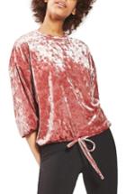 Women's Topshop Velvet Blouson Sweatshirt Us (fits Like 14) - Pink