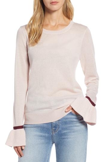 Women's Halogen Ruffle Cuff Sweater - Pink