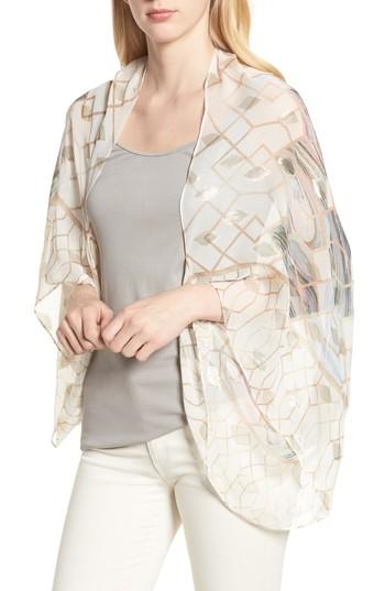Women's Ted Baker London Ammara - Sea Of Clouds Small Silk Cape Scarf, Size - White