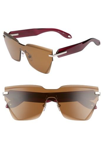 Women's Givenchy 55mm Rimless Shield Sunglasses - Red Temples/ Palludium