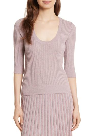 Women's Rebecca Taylor Metallic Rib Sweater - Pink