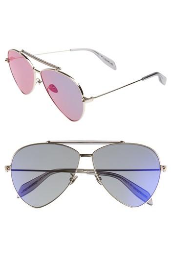 Women's Alexander Mcqueen 63mm Oversize Aviator Sunglasses - Gold