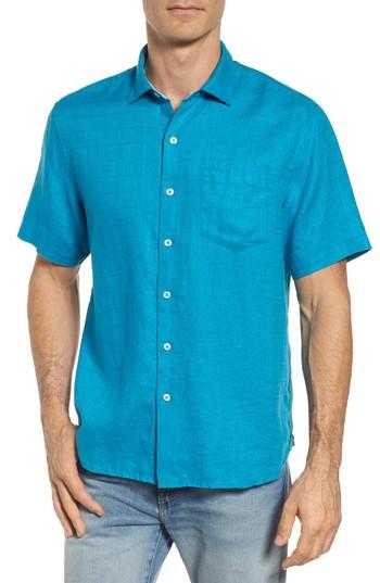 Men's Tommy Bahama Costa Sera Linen Sport Shirt, Size - Blue