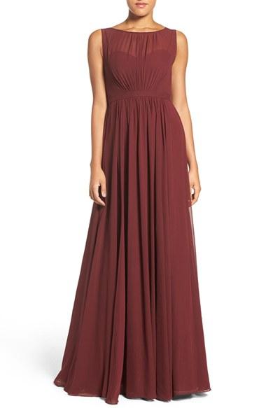 Women's Jenny Yoo 'vivienne' Pleated Chiffon Gown - Red