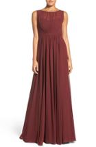 Women's Jenny Yoo 'vivienne' Pleated Chiffon Gown - Red