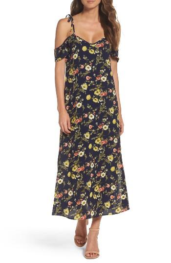 Women's Nsr Tie Cold Shoulder Midi Dress - Blue