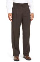 Men's Ballin Pleated Solid Wool Trousers - Brown