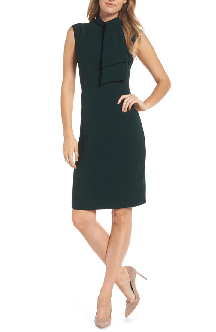 Women's Harper Rose Tie Neck Sheath Dress (similar To 16w) - Green