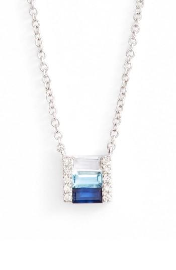 Women's Ef Collection Fade Brick Diamond & Stone Pendant Necklace