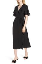 Women's 1.state Tiered Ruffle Wrap Midi Dress - Black
