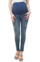 Women's Kimi And Kai Floral Embroidered Maternity Skinny Jeans - Blue