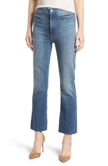 Women's Mother The Laced Hustler Fray Ankle Bootcut Jeans - Blue