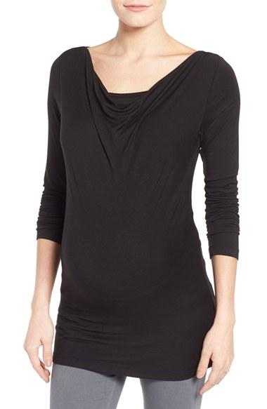 Women's Lab40 'anne' Drape Neck Nursing Top - Black