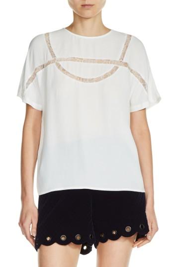 Women's Maje Lace Inset Top - White