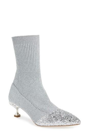 Women's Miu Miu Embellished Metallic Sock Bootie Us / 35eu - Metallic