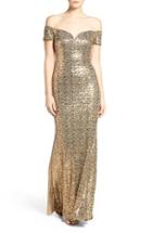 Women's Badgley Mischka Off The Shoulder Sequin Gown