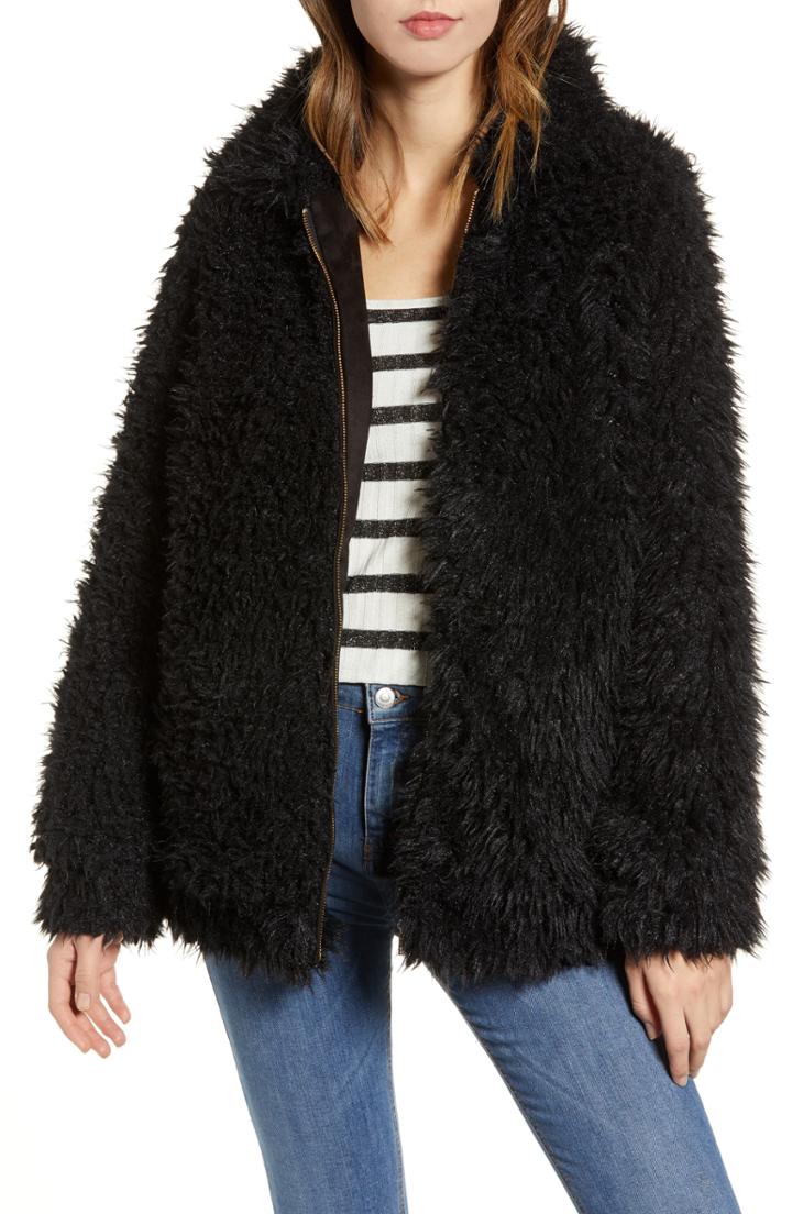 Women's Show Me Your Mumu Sheldon Faux Fur Bomber Jacket - Black
