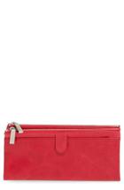 Women's Hobo 'taylor' Glazed Leather Wallet - Red
