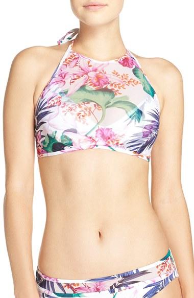 Women's Tommy Bahama 'orchid Canopy' High Neck Halter Bikini Top