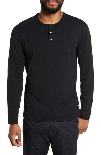 Men's Reigning Champ Long Sleeve Henley T-shirt - Black