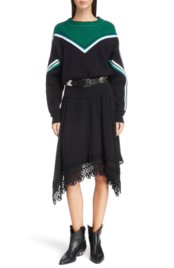 Women's Isabel Marant Etoile Kimo Stripe Detail Sweater Us / 36 Fr - Black