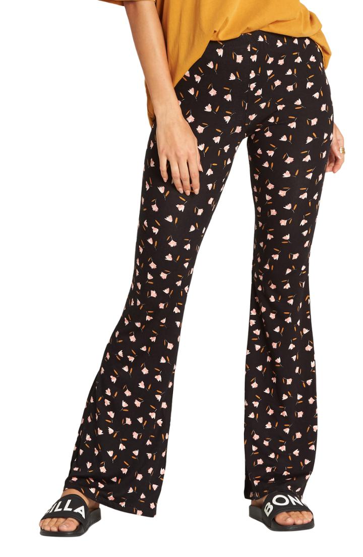 Women's Billabong Sundown Floral Print Flare Pants - Black