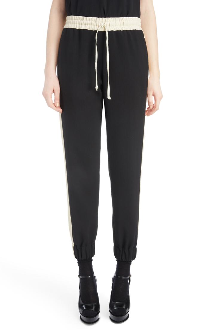 Women's Dries Van Noten Contrast Stripe Track Pants Us / 38 Fr - Black